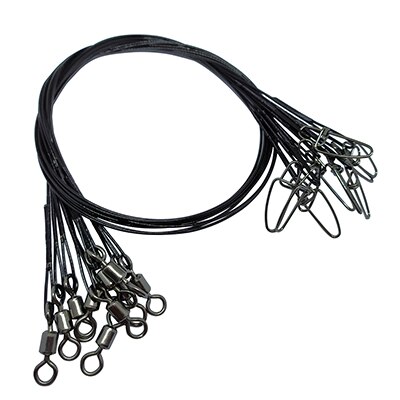 10 stk 50cm fiskeline leder wire test 88 lbs /40kg anti-bid stål wire line snore kraftigt fiske stik til lokke: Sort