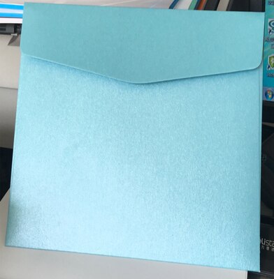50pcs- Pearl Paper Square Envelope 14x14cm Wedding Invitation Envelopes Handkerchief Special Invitation: sky blue