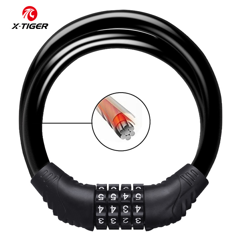 X-TIGER candado para bicicleta de montaña con contraseña de 4 dígitos candado para bicicleta candado de seguridad portátil para motocicleta Scooter Eléctrico Universal: violet