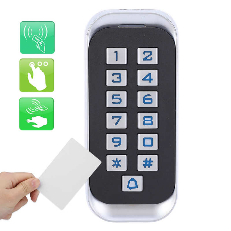 125KHz RFID Access Control Password Swiping Card Wiegand26 Metal Backlight Keypad Security Entry