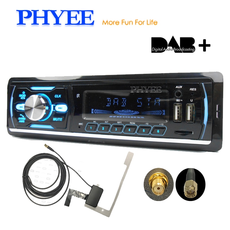 1 Din Autoradio Dab Plus Rds Bluetooth MP3 Audio Speler A2DP Handsfree Fm Am Tf Usb Iso Multi Kleur verlichting Head Unit Phyee M4