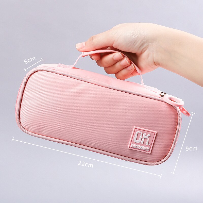 Draagbare Etui Grote Capaciteit Potlood Gevallen Multifunctionele Pencilcase Effen Kleur Estuche Escolar Trousse Scolaire: A Pink