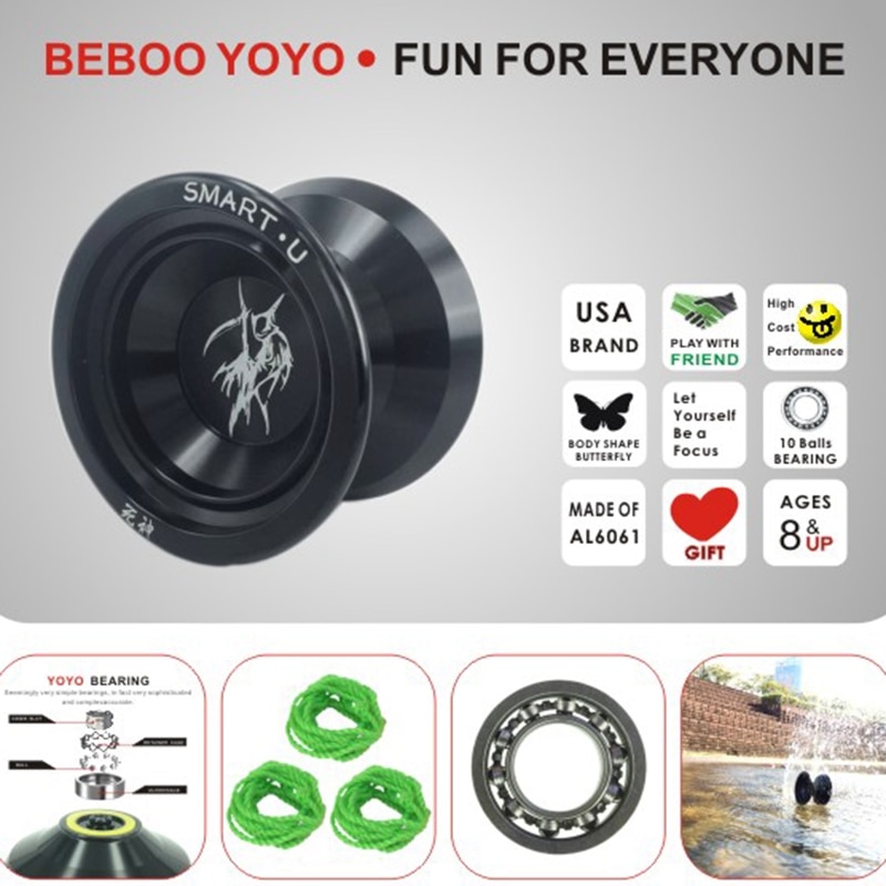 BEBOOYOYO Metal Yoyo Yoyo Set Yo Yo + Glove + 3 Rope S2 Yo-Yo Classic Toys Diabolo For Children