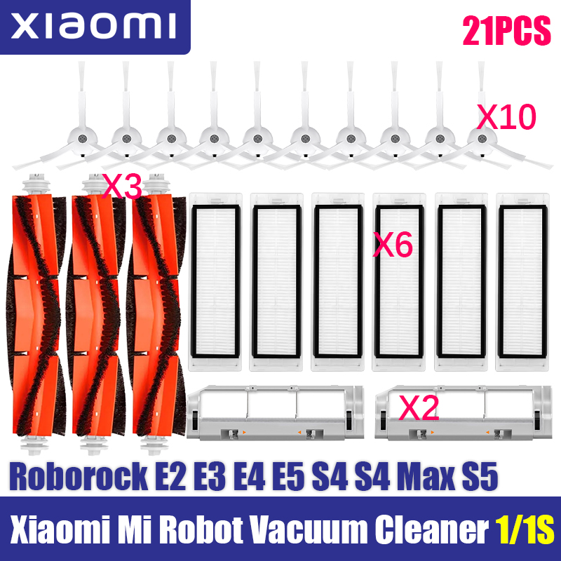 For Xiaomi Mi Robot 1/ 1S SDJQR01RR SDJQR02RR SDJQR03RR E3, S4, S4 Max, S5 Vacuum Cleaner Main Side Brush Filters Mop Parts: green