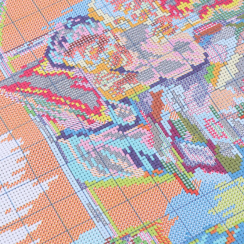 44x36cm DIY Stamped Cross Stitch Kit Pre-printed Old Married Couple Pattern Christmas DIY Needlework Craft