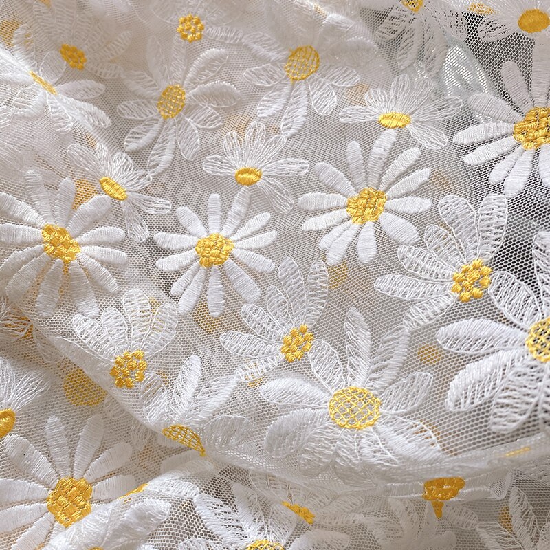 Kleine Gänseblümchen Spitze Stickerei Gittergewebe Stoff Für Kleid Felsen Kleidung Bildschirm Diy Zubehör 114cm breite: Ursprünglich Titel