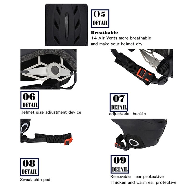 Volwassen Kinderen Winter Ski Helm Integraal-Gegoten Skiën Sneeuw Sneeuwscooter Helm Schaatsen Snowboard Helmen Voor Jongens En Meisjes