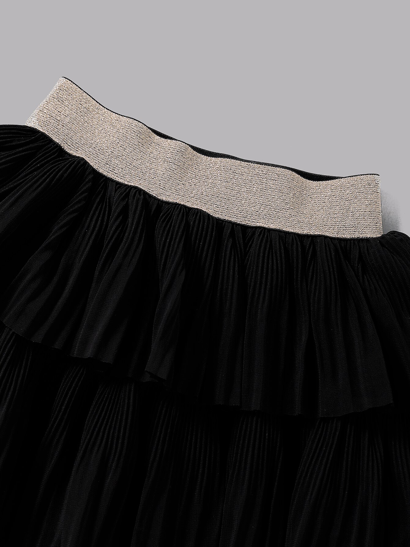Falda en capas de Color negro para niñas pequeñas, cintura elástica con dobladillo plisado, parte inferior para primavera y otoño de 18 meses a 6 años