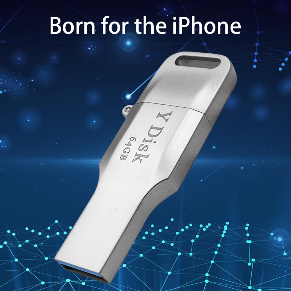 USB 3.0 Flash Drive 64GB Lightning Metal Pen Drive U Disk For iPhone 11 x 8 7 7Plus 6 6s 5 se iPad iPod PenDrive Memory Stick