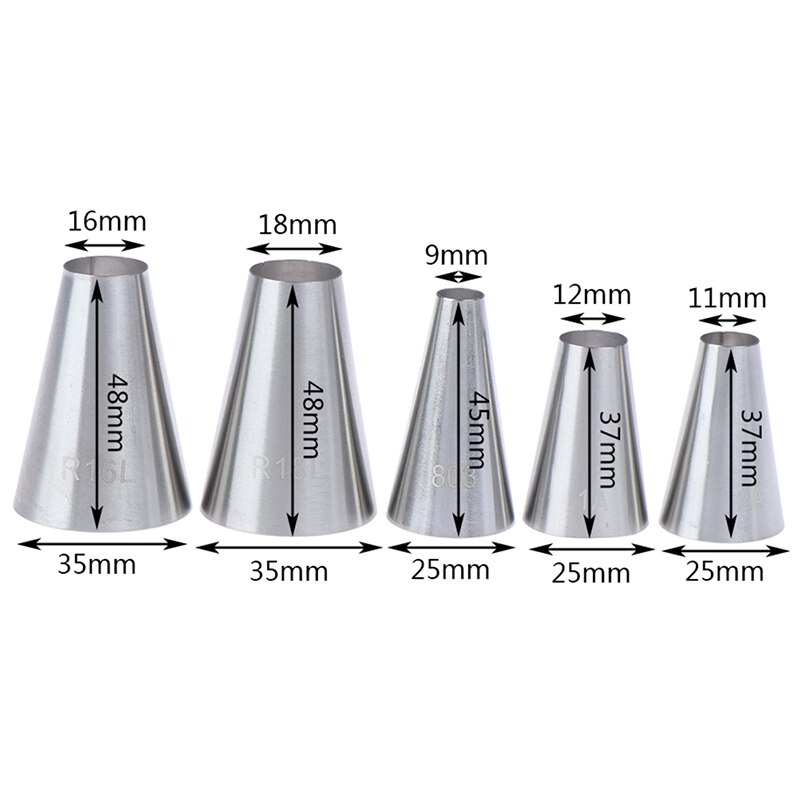 5 Stuks Grote Ronde Cake Decoratie Tips Piping Icing Nozzles Pastry Gereedschap
