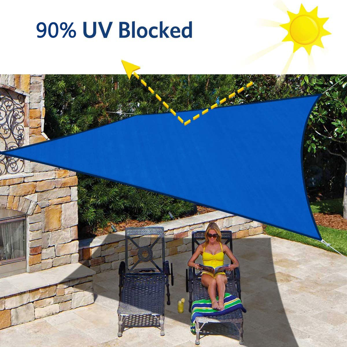 Blauw Waterdichte Zon Zonnezeil Vierkante Rechthoek Driehoek Vorm Tuin Terras Luifel Uv-Block Schaduw Kamp Wandelen Yard Luifels