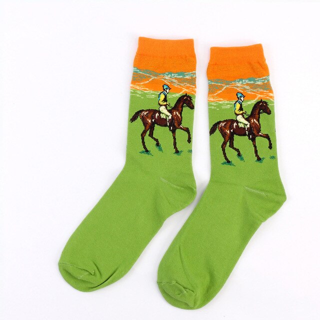 Autumn winter Retro Women Art Van Gogh Mural World Famous Oil Painting Series Female Socks Funny Socks: 15