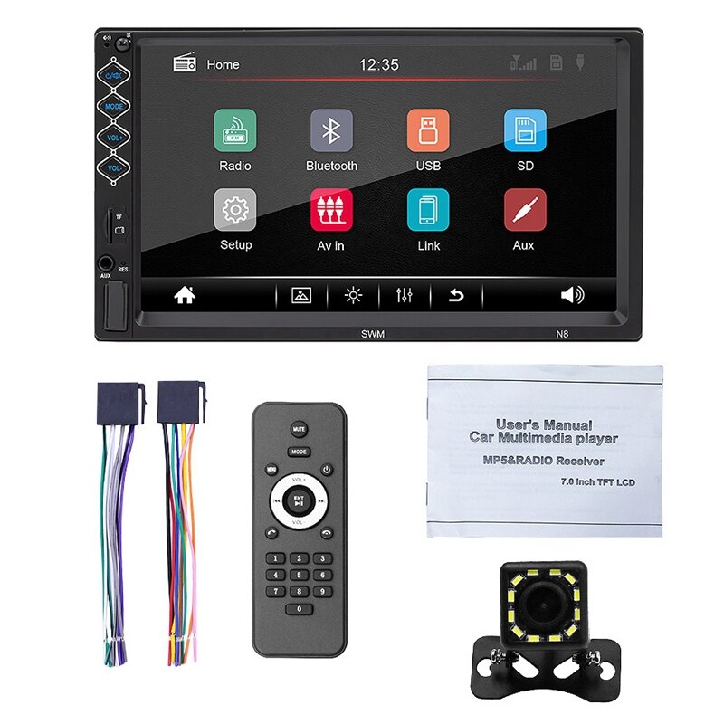 2Lärm Auto Radio MP5 Stereo Empfänger 2 Lärm Auto Radio Auto Stereo o Radio Spieler Spiegel Verknüpfung Unterstützung 12 LED hinten Kamera N8