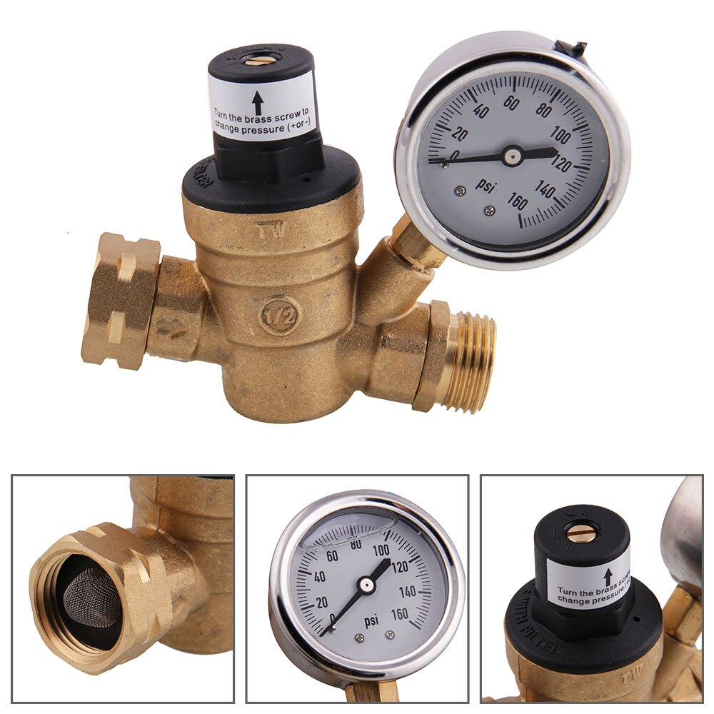 M11-0660R Brass Water Pressure Reducing Maintaining Valves Regulator Mayitr Adjustable Relief Valves With Gauge Meter