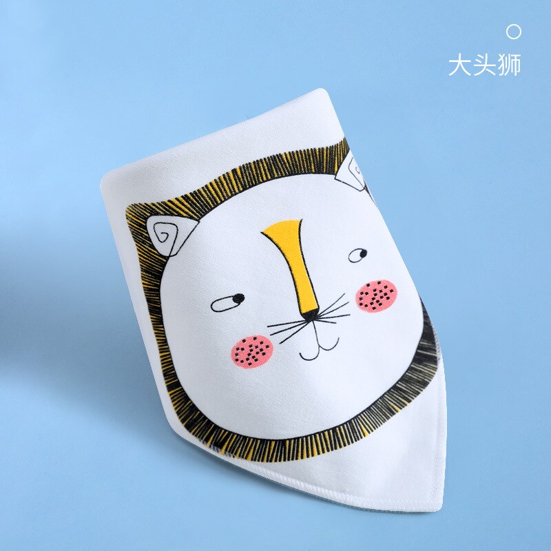Cotton Bandana Bibs Baby Babador Feeding Smock Infant Burp Cloths Cartoon Saliva Towel Baby Eating Accessory Soft Cute Stuff: big face lion