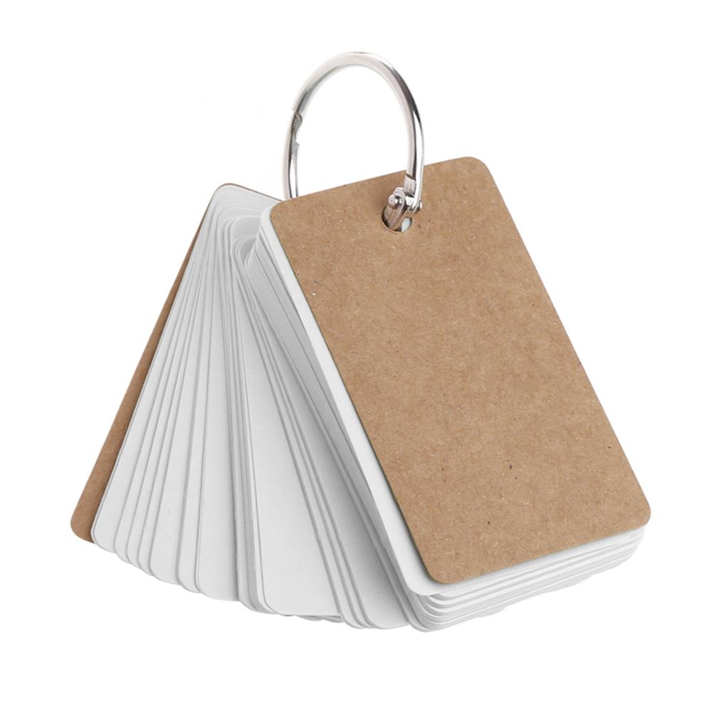 Kraft Paper Binder Ring Easy Flip Flash Cards Study Memo Pads DIY Stationery