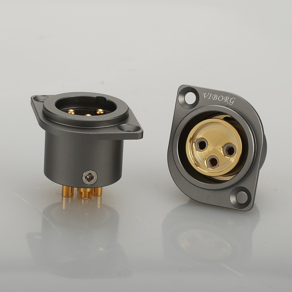 1 Uds Viborg de cobre puro de 24K chapado en oro XLR 3 Pin hembra chasis toma montado en el Panel adaptador soldadura