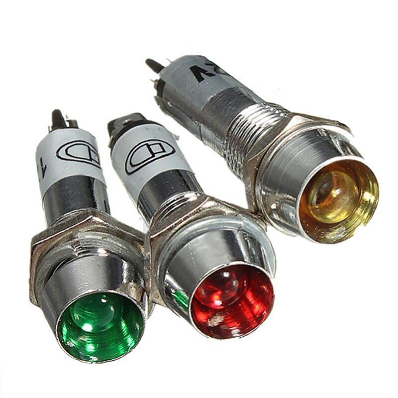 4pcs 12V 8mm Chrome LED Dashboard Warning Indicator Signal Light Lamp Bulb