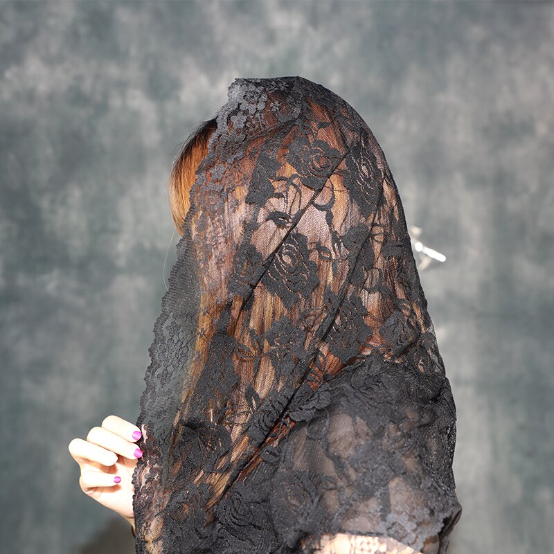 Zwarte Kanten Sluier Mantilla Voor Kerk Katholieke Latin Massa Hoofd Die Vela Mantilla Negra Voile Dentelle Vela Negra Mantilla