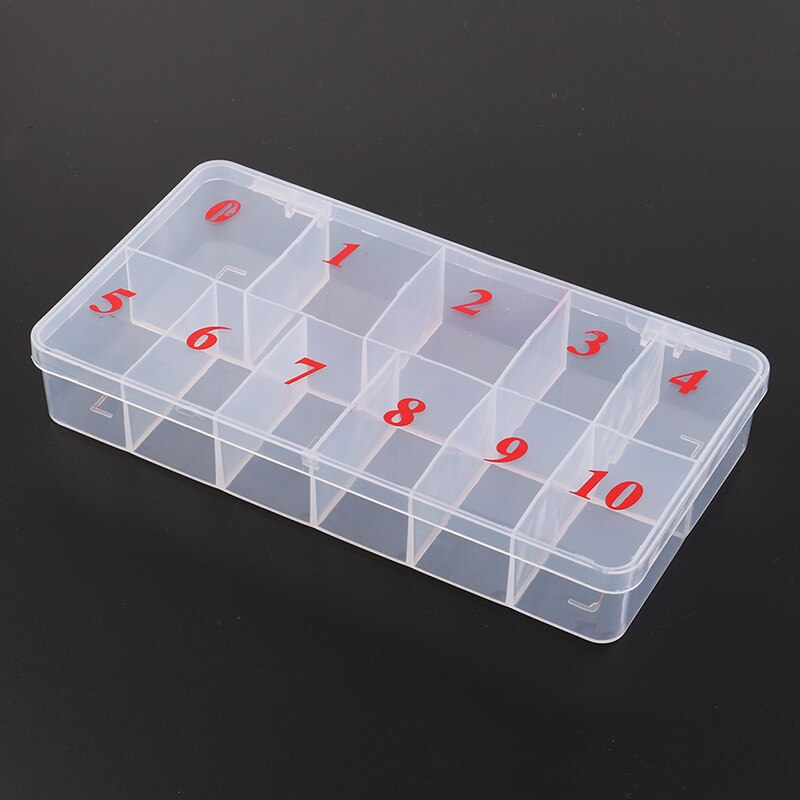 Boîte de rangement de faux ongles en plastique acrylique, 10 grilles/11 grilles, boîte de rangement de faux ongles, cellules naturelles, étui de manucure translucide: 2