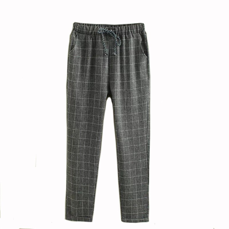 TESSCARA Women Plaid Casual Pants &amp; Capris Good Female Bottoms Trousers Spring Summer Harem Pant Plus Size S-3XL: Dark Grey / XXL