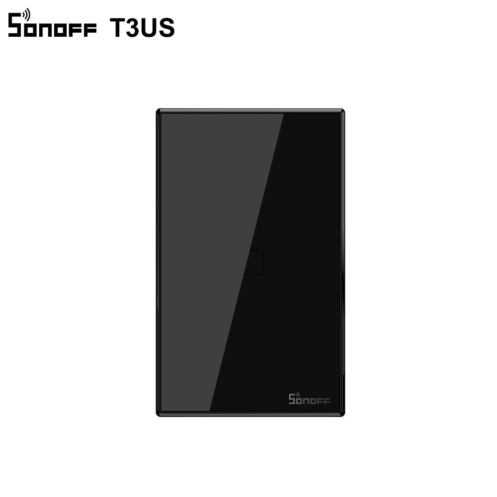 Sonoff  t3 smart wifi vegglampe us switch svart 120 type med kant 1/2/3 gang 433 rf/ app/touch control fungerer med google home