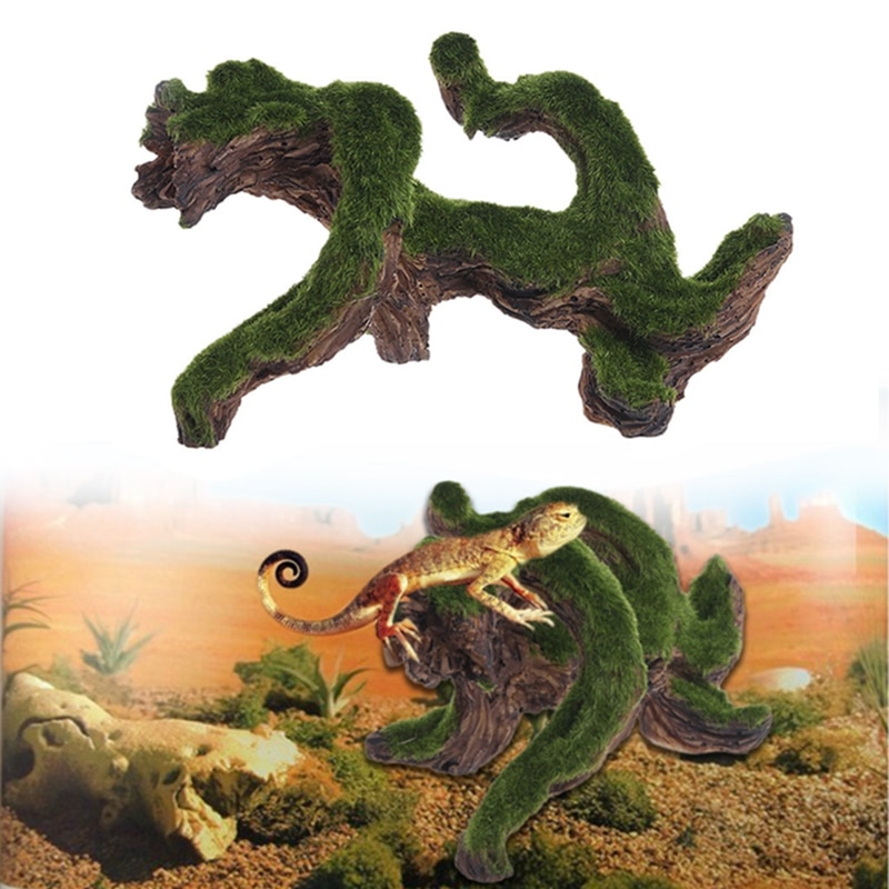 Aquarium Rockery Cave Driftwood Tree With Moss Fish Tank Ornament Decoration