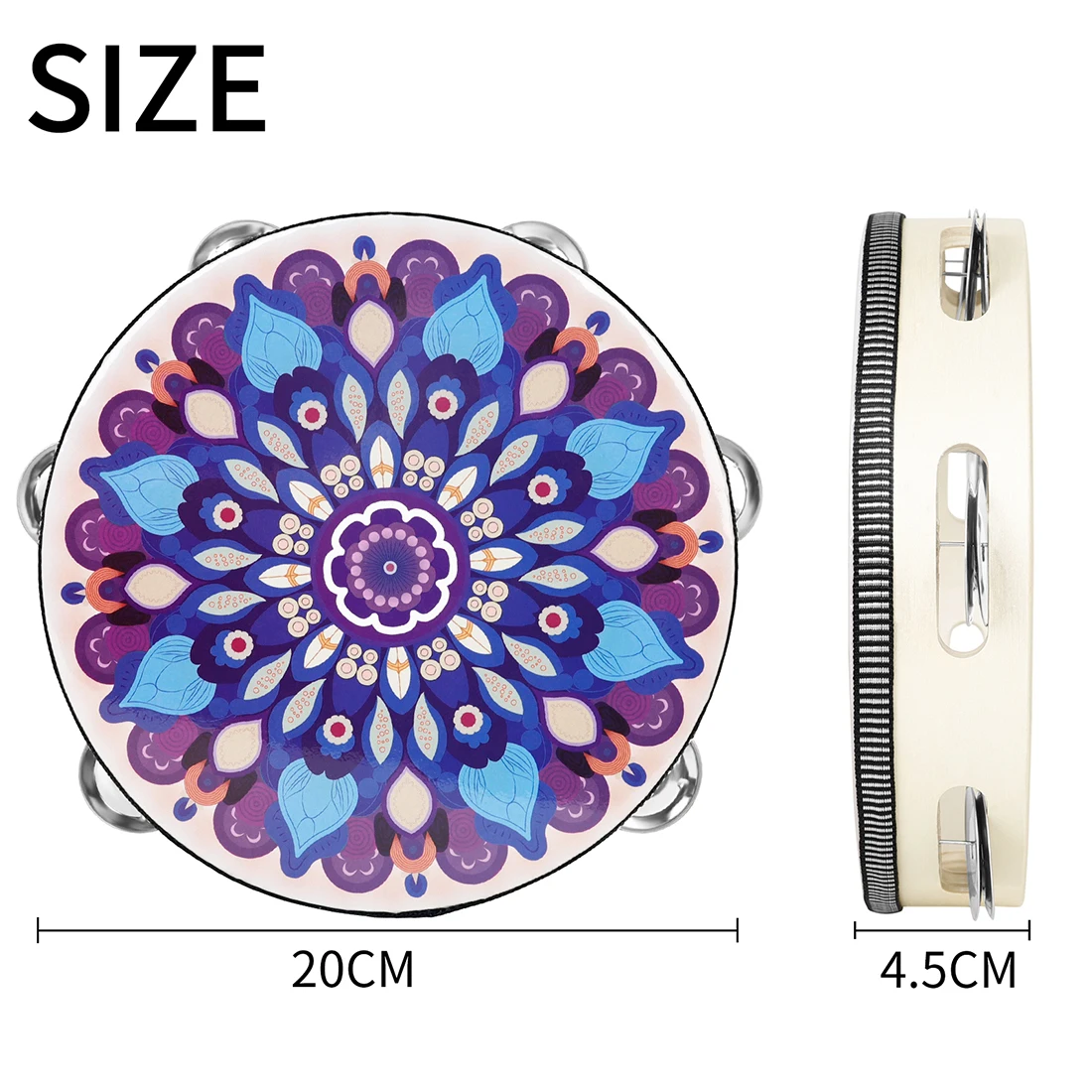 Portable 8 Inch Tambourine Single Row Dunhuang Anc... – Grandado