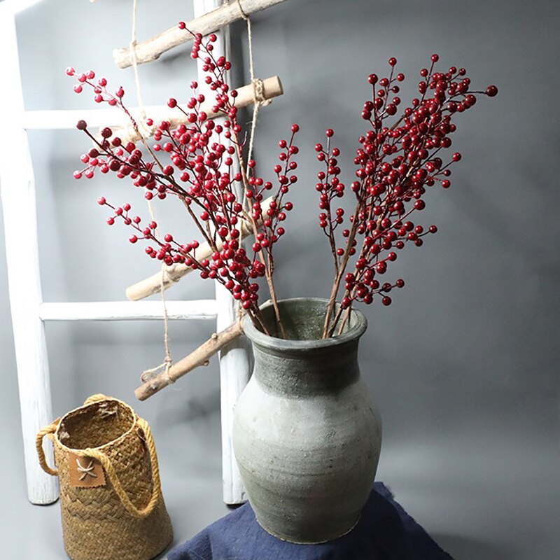 Simulation Christmas Red Foam Berry Holly Flower Branch INS Style Home Wedding Party Decoration Supplies
