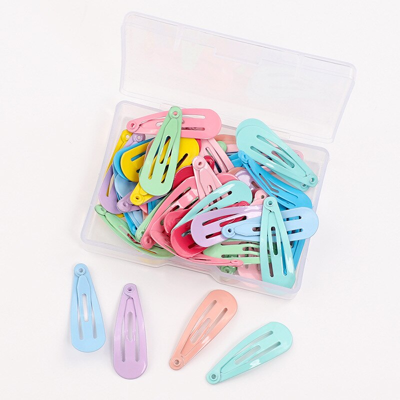 50Pcs 3cm Hair Clips For baby Girls Kawaii Kids Hair Accessories Snap Barrettes Candy Color Hairpins Clip For Hair: MULTI