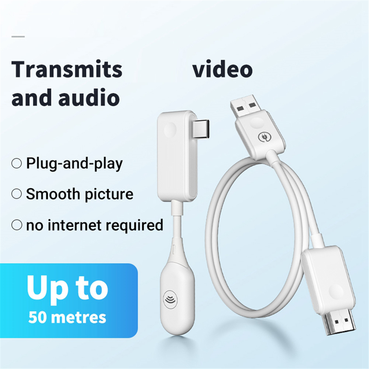 HDMI-Compatible Wireless Transmitter Receiver Extender Kit 1080P@60HZ 50M Wireless Display Dongle for TV Camera