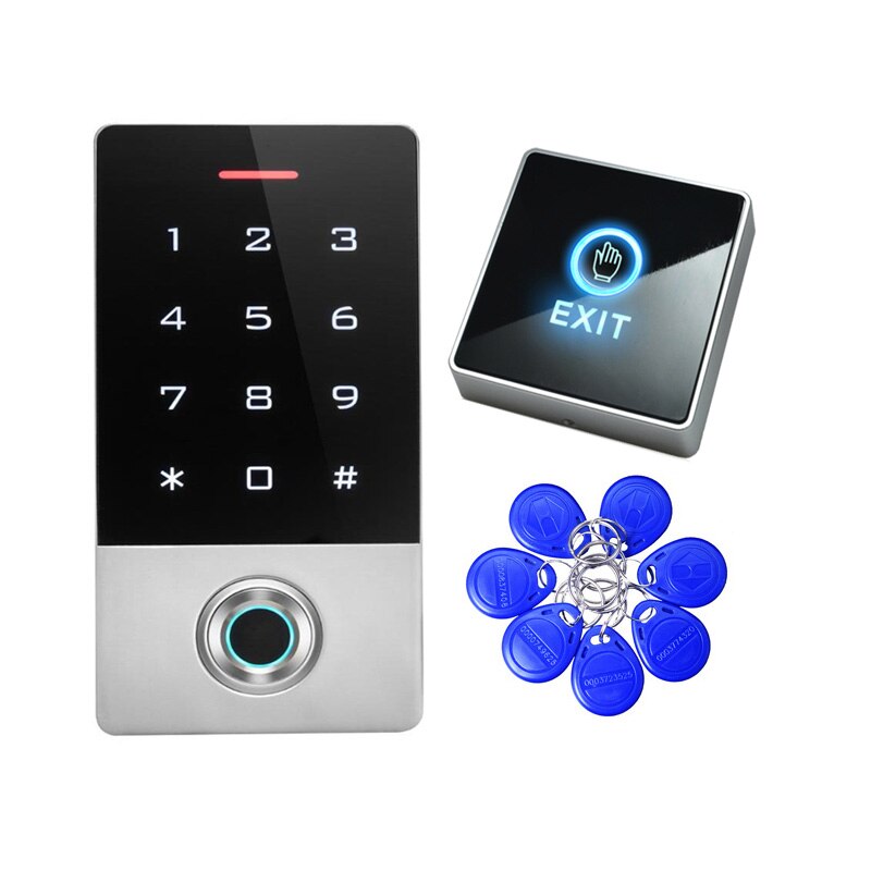 Touch panel RFID ID Wasserdichte IP66 Passwort fingerprint access control Metall Fall Biometrie türschloss Access Control kepad: C2 kit 10 tags