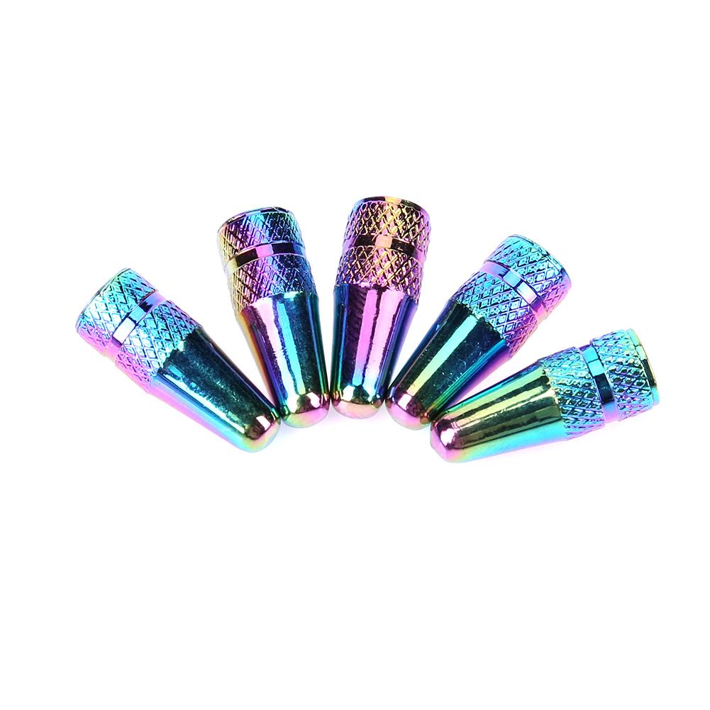 5Pcs Fiets Presta Ventiel Cap Aluminium Fiets Ventieldopje Regenboog Kleur Hoge Druk Spikes Ventiel Stofkap Voor mtb: Default Title