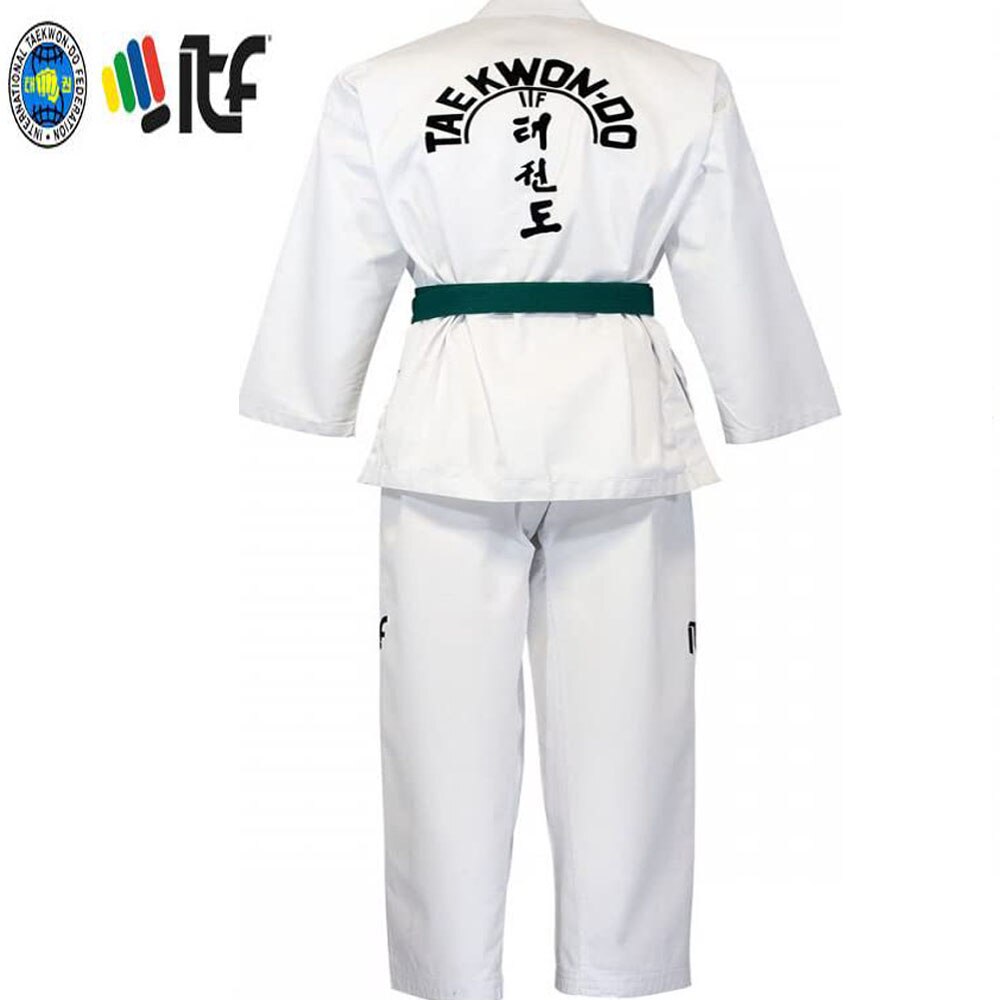 Traditionele Itf Student Uniform Witte Taekwondo Uniform Kid Adult Taekwondo Pak Dobok Kleren Lange Mouw Fitness Training