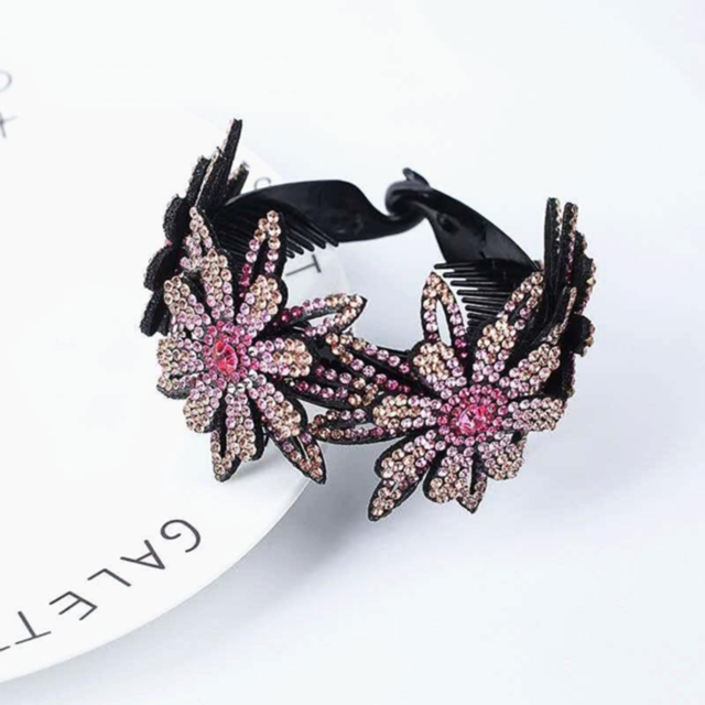 Koreaanse Rhinestone Haar Broodje Maker Klauwen Kooi Vrouwen Crystal Hair Clips Haarspelden Paardenstaart Houder Hoofddeksels Haar Accessoires: Pink