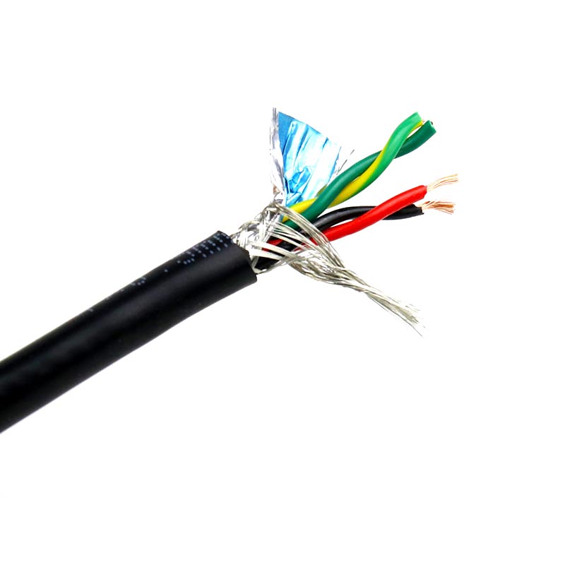 1 Meter Soft Pure Copper 4 Pin Twisted Pair Shielded Cable 4*0.3/0.5/1 Square Drag Chain Wire Cord RS232/485 Serial Port Line