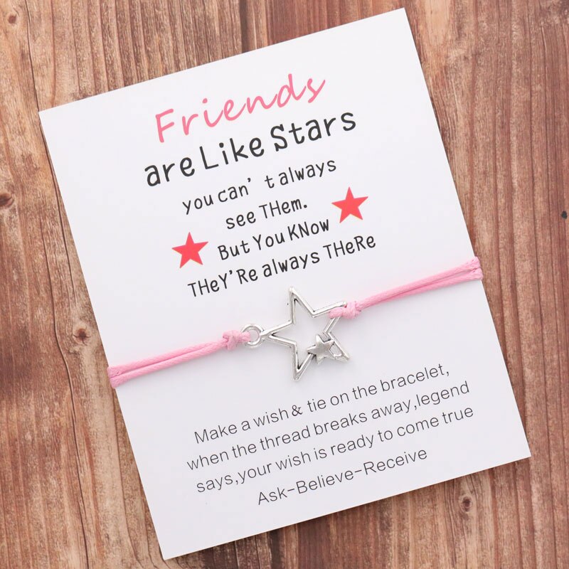 Pulseras de la amistad con de estrellas para hombre y mujer, pulseras de cuerda hechas a mano con abalorios, con de mejores amigos, chicas y adolescentes, de joyería
