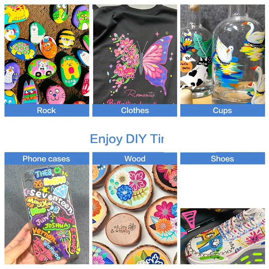 Marcadores de tinta acrílica de 60/48/36 cores-canetas metálicas brilhantes de 2.0mm para rocha, cerâmica, vidro, madeira, tecido, tela, canecas,