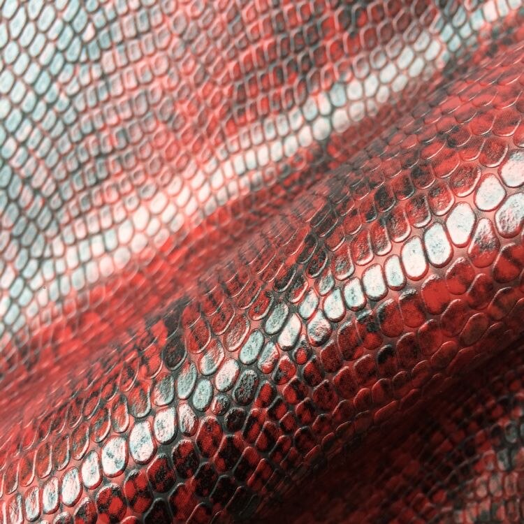 Leatheroid syntetisk pu imitera python ormskinn lädertyg råmaterial  y004