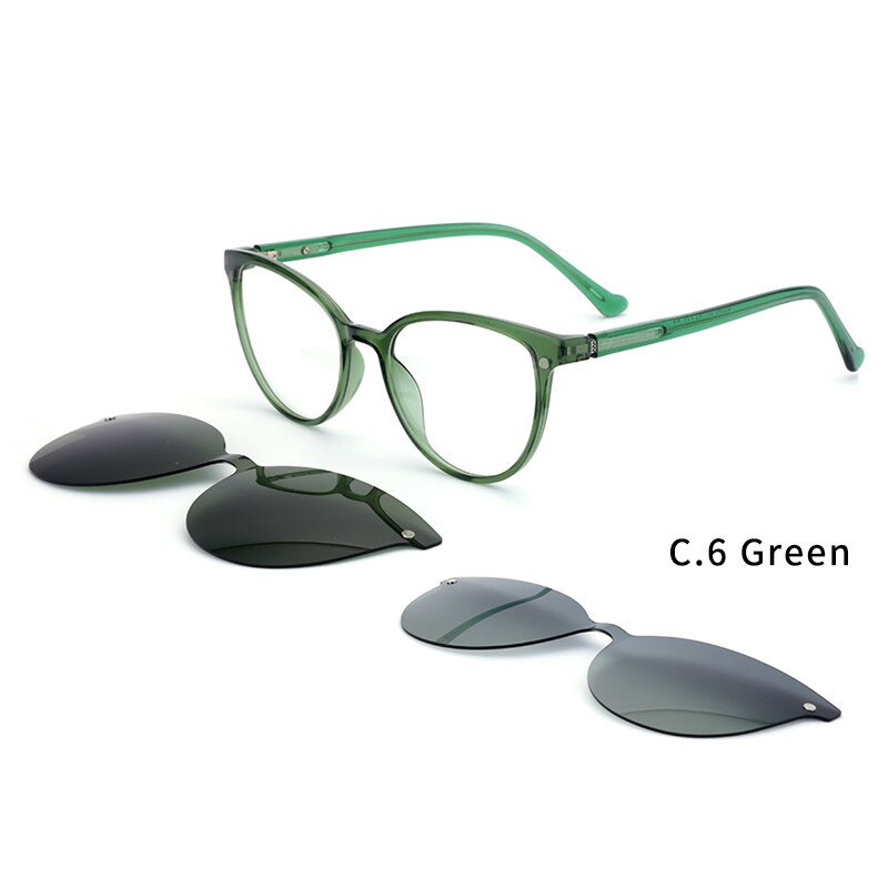 Ceofy Magnetische Gepolariseerde Clip Op Zonnebril Vrouwen Bril Kader Optische Bijziendheid Bril Recept Brillen 69940: 69940C6
