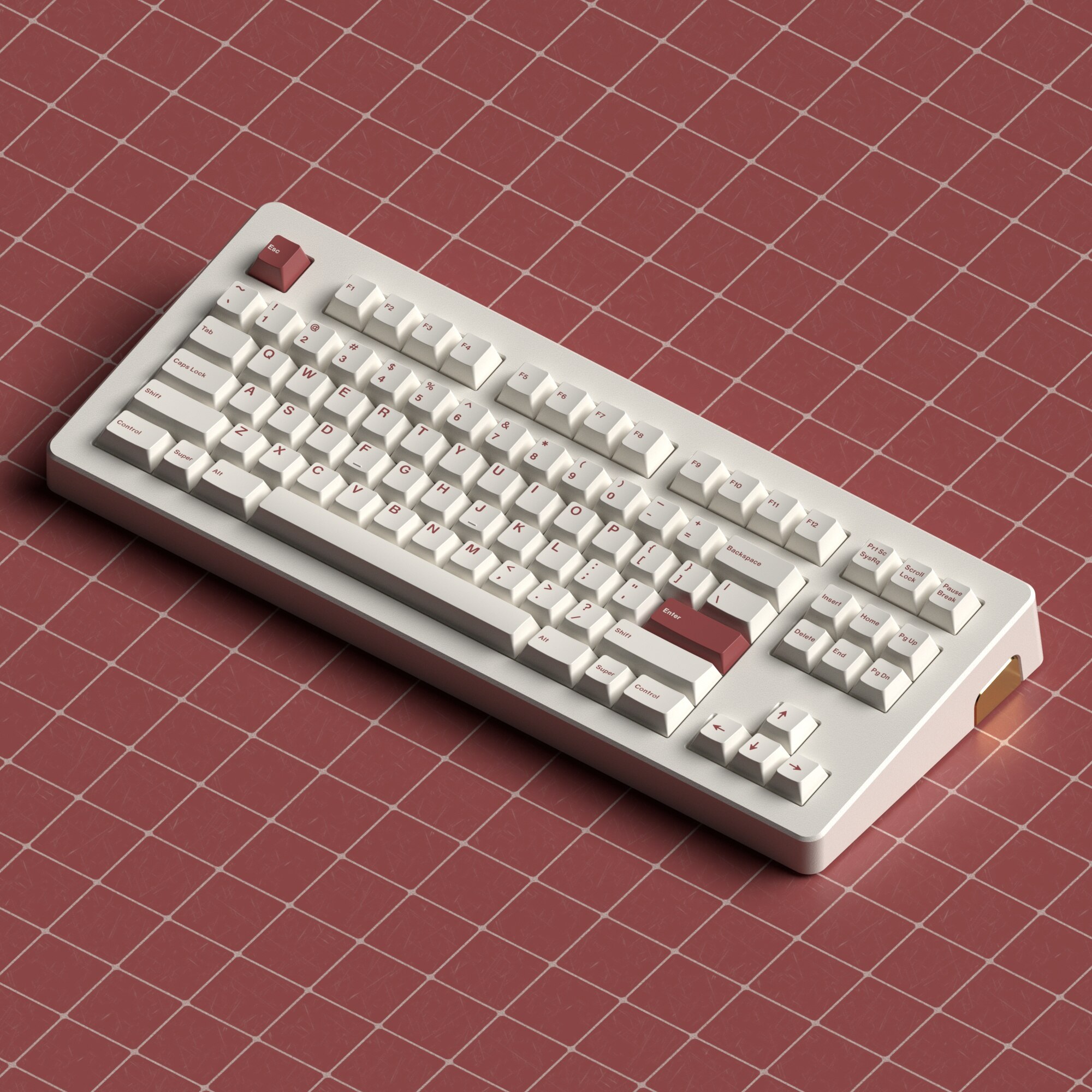JKDK Red And White ROW Keycap Cherry Profile PBT Dye Subbed Key Caps For Mechanical Keyboard With MX Switch