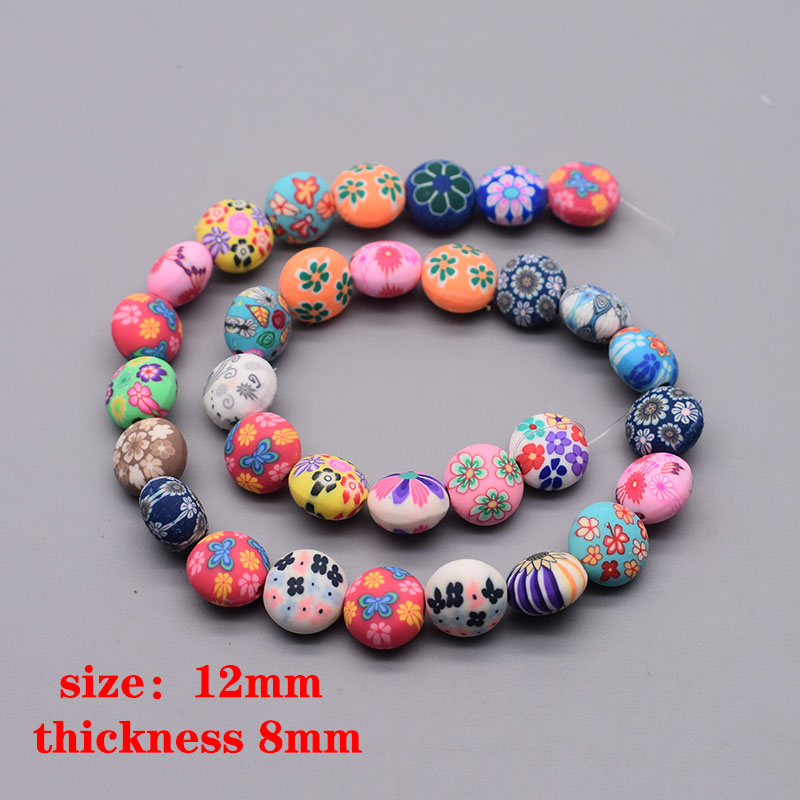 Cuentas de arcilla polimérica de 6/8/10mm, cuentas con estampado de flores, cuentas redondas sueltas para hacer joyería, pulsera DIY: Azul cielo