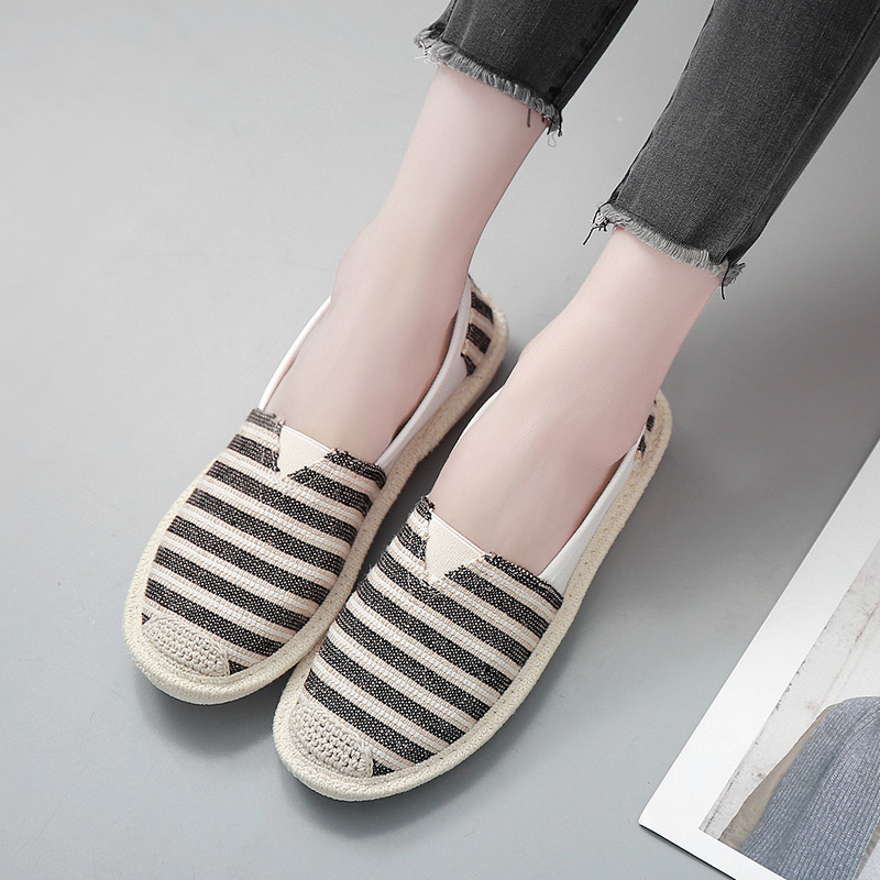 Women Stripe Fisherman Flat Shoes Spring Summer Ladies Canvas Casual Lightweight Breathable Espadrilles Loafers Lazy Shoes