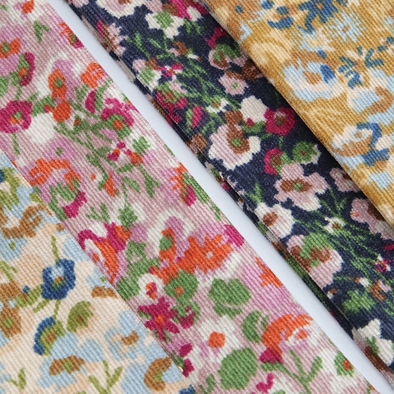 floral printed corduroy fabric women's children's clothing dress fabric DIY handmade needlework sewing quilting corduroy