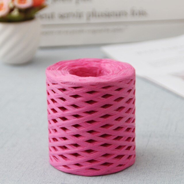 1 stücke 200m/rolle Bast Papier Bänder Verpackung Schnur Seil Für Kasten Verpackung Diy Handwerk Dekorationen: Rose rot