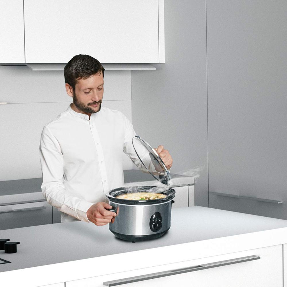 Mellerware - Olla de cocción Lenta TEMPO. 240W. Multifunción. Capacidad 3,5L. Olla a presión antiadherente. Cerámica y vidrio