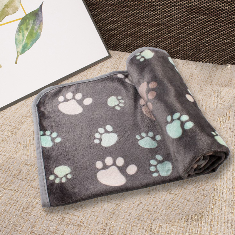 Manta de franela suave para perros, Sábana cálida y cómoda para invierno, estera de dibujos animados, manta para dormir para perros y gatos, suministros para mascotas: L / Caqui