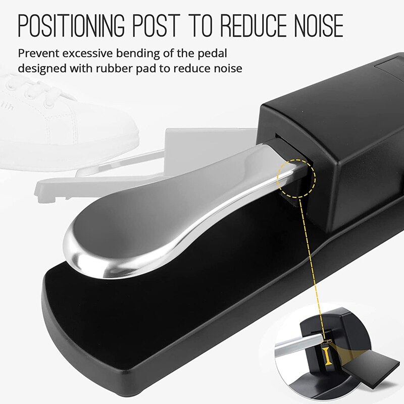 Sustain Pedal For Keyboard, Piano Sustain Pedal Universal Damper Foot Pedal , With 6.35Mm To 3.5Mm Stereo Audio Adapter