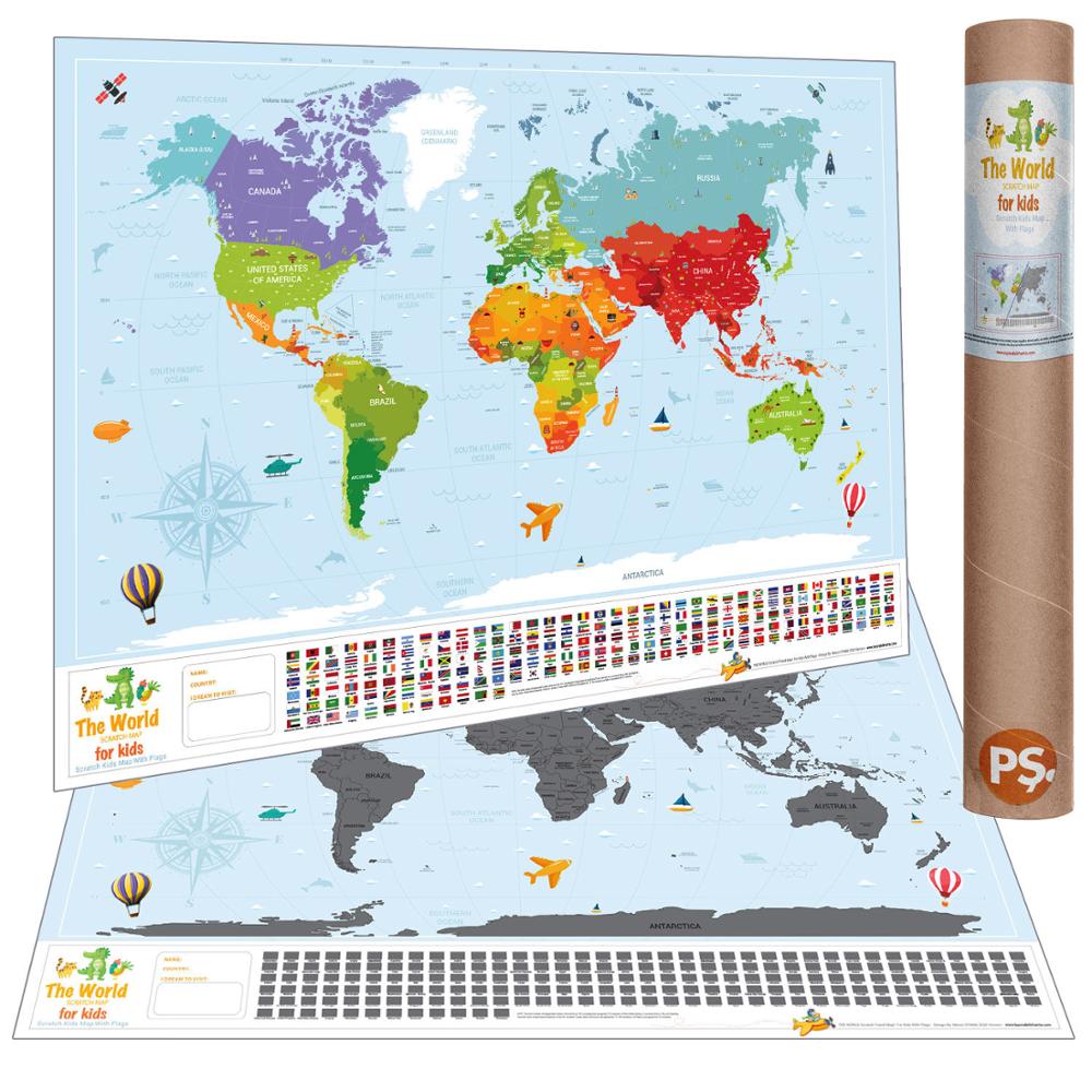 Scratch Map Ruimte Xl De Wereld Vlaggen Met Te Frame Scratch Off Wereldkaart Muur Poster Met Ons staten Deluxe Wereldkaart