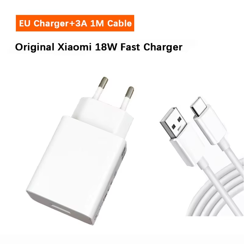 Xiaomi 18W EU QC 3,0 adaptador de cargador rápido para Redmi Note 9 cargador para Redmi Note 6 7 8 Pro Cable Usb POCO M3 9A 10A 12: DE